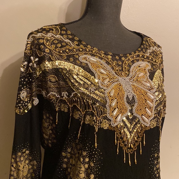 Vintage Bali chic top with beaded butterfly design size OS - Picture 4 of 13